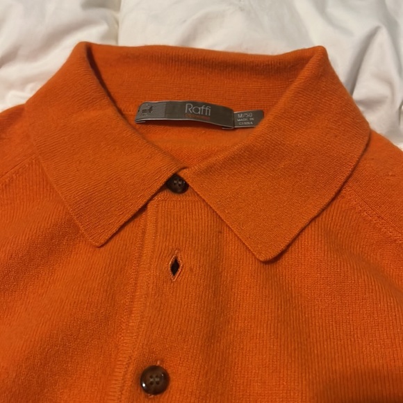 100% Cashmere Raffi Sweater w/ collar - Orange - M - Picture 3 of 8